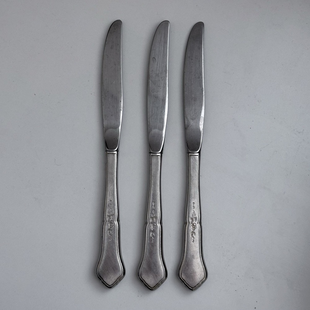 Oneida Ashmore Set of 3 Dinner Knives 9" Stainless Flatware